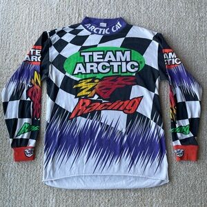 Vintage Rare Team Arctic Cat Racing Z ZR ZRT Men's Large All Over Print Shirt